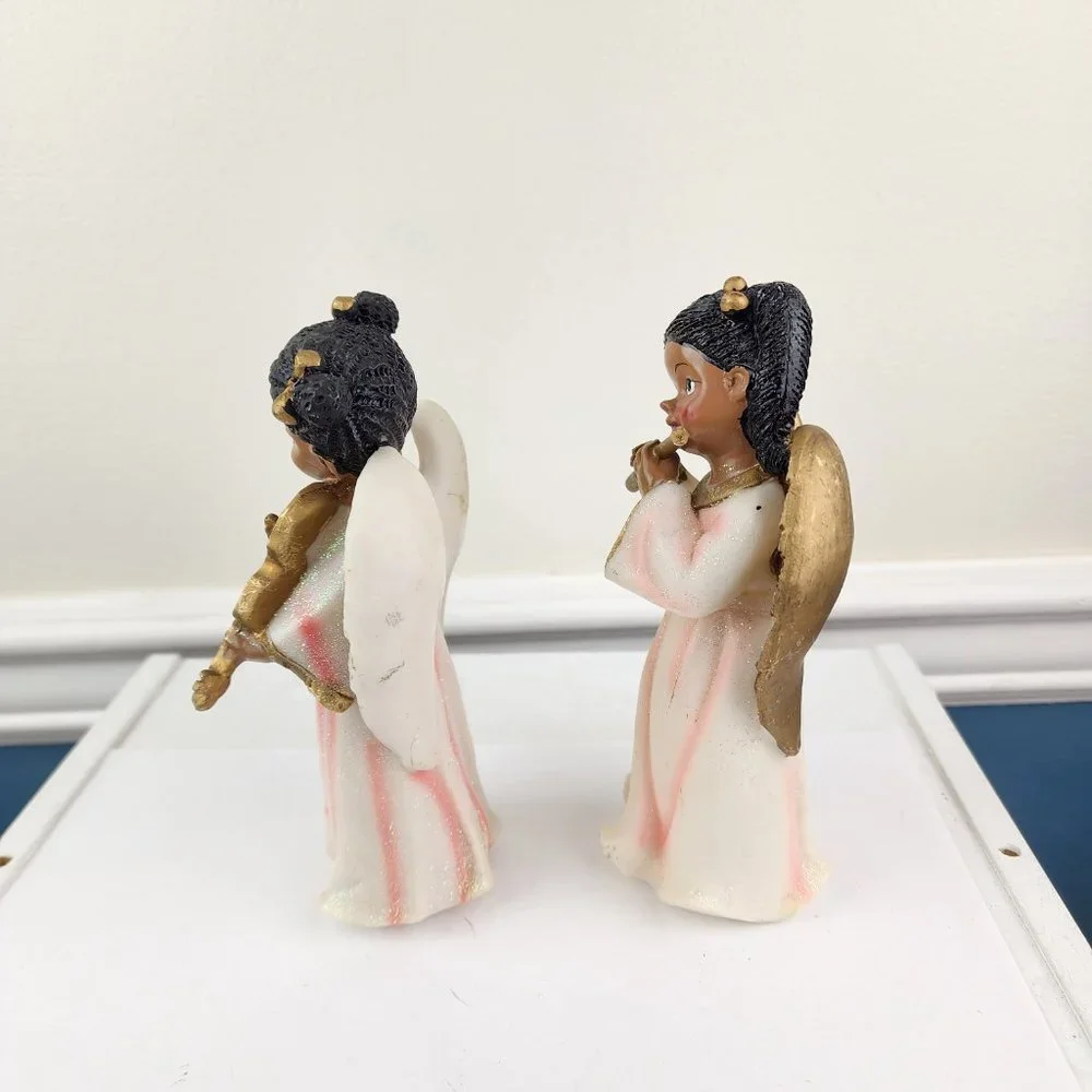 African American Choir Angels Set of Two Figurines